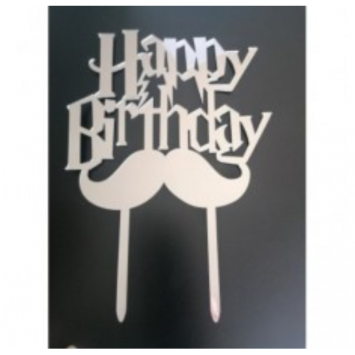 C/TOPPER HBD SILVER MOUSTACHE C/TOPPER HBD SILVER MOUSTACHE